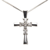 K14WG ホワイトゴールド ダイヤ0.10ct クロス 十字架 モチーフ ペンダントネックレス レディース 【中古】